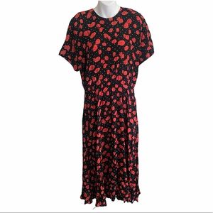 Vintage ANN TAYLOR BLACK POLKA DOT FLORAL DRESS